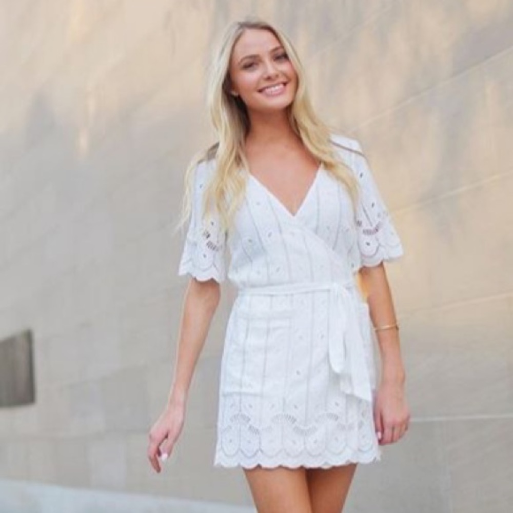 white Tularosa wrap dress